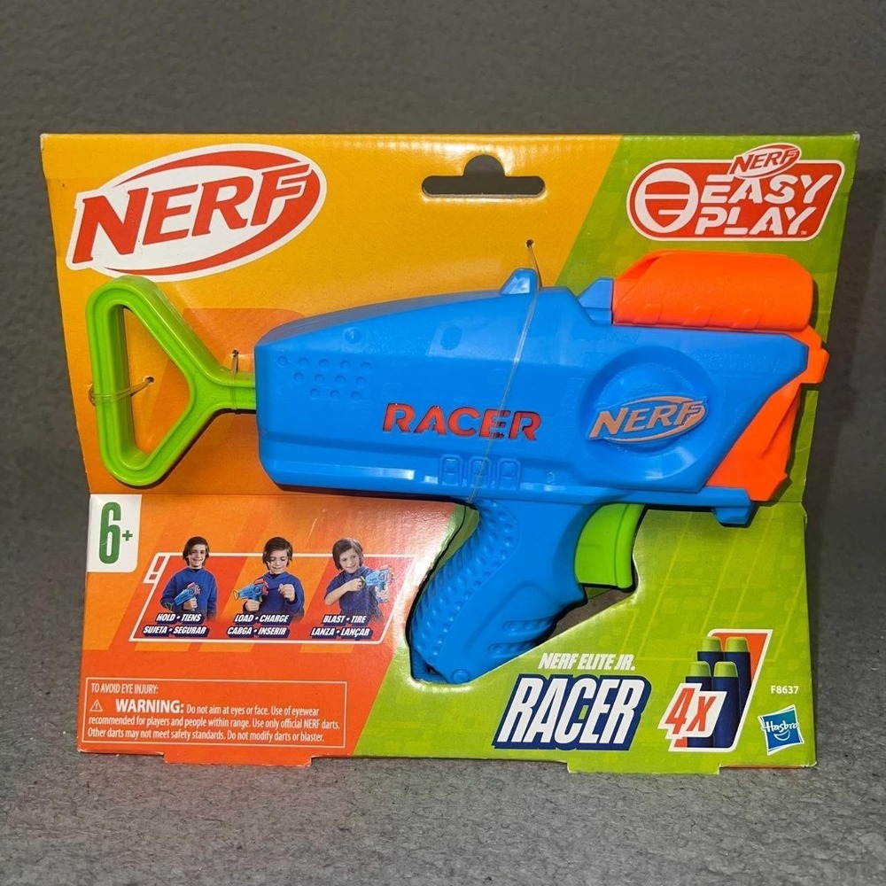 Nerf Elite Jr Racer Blaster Easy Play Toy Foam Dart Gun Kids Age 6+ Hasbro F8637